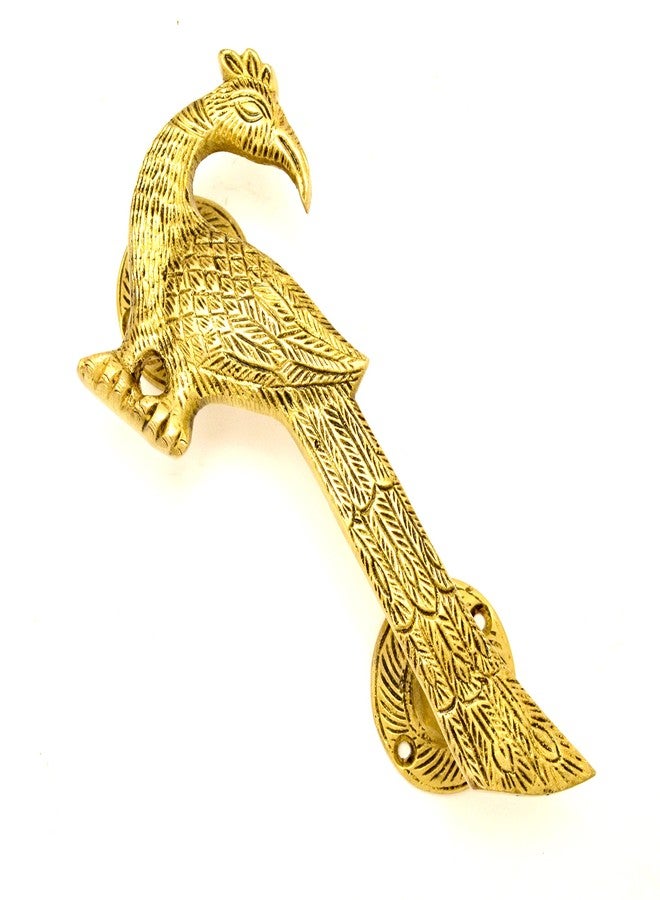Two Moustaches Peacock Design Brass Door Handle, Brass Door Handles for Main Door, Standard, Pack of 1 - Image 1