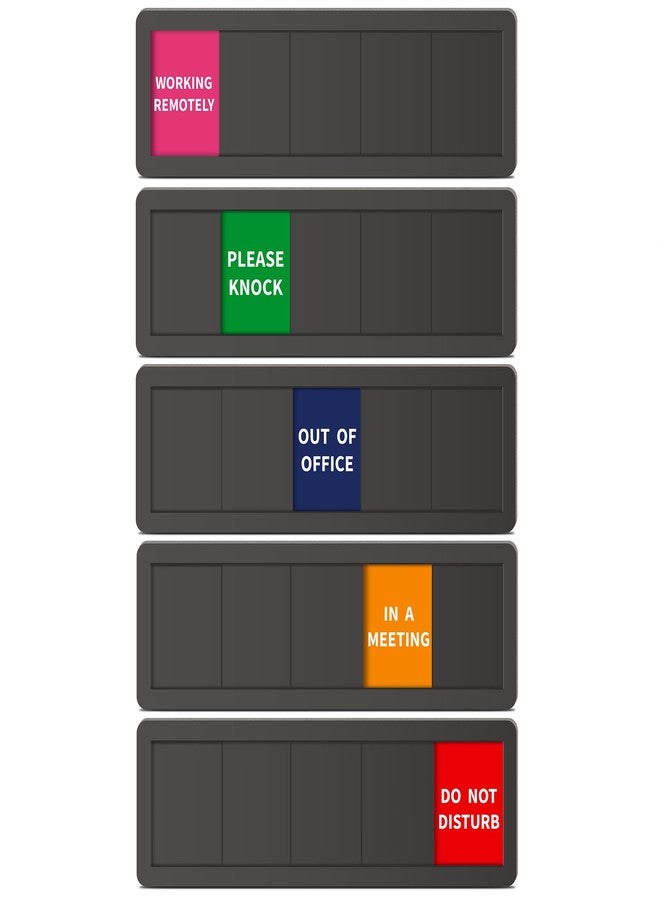 EliteSign Office Door Signs 5 Options Do Not Disturb, Please Knock, In A Meeting, Out Of Office, Working Remotely Privacy Office Slider Sign for Meeting & Conference Room Black - Image 1