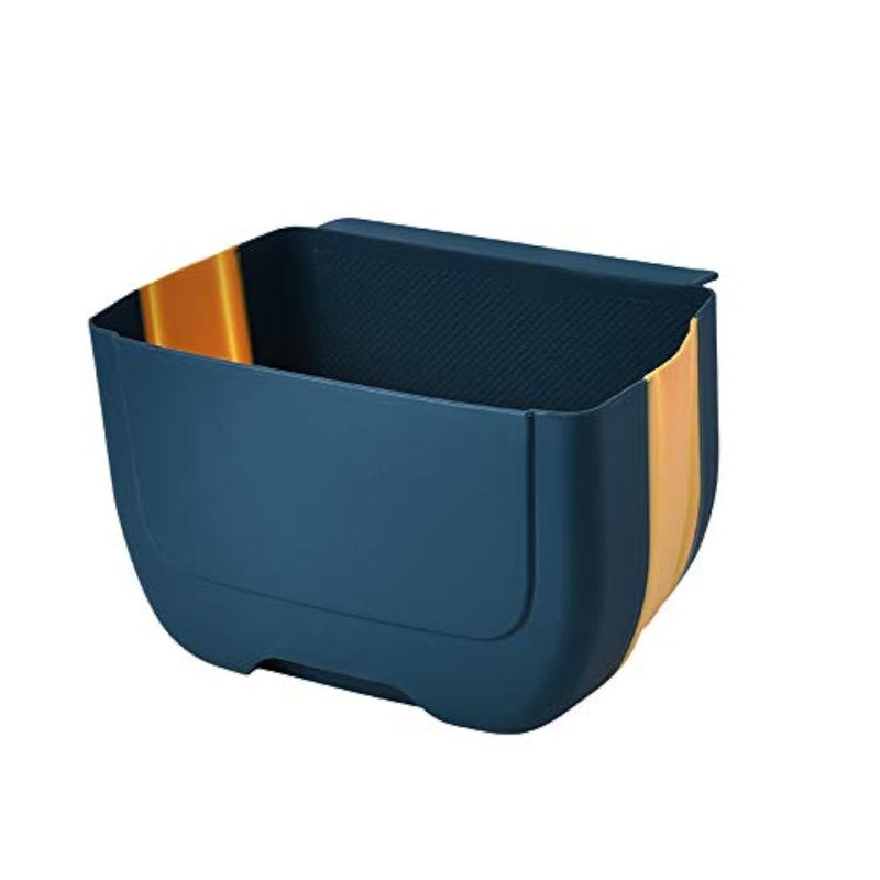 NEEMAY Collapsible Trash Can - Hanging Folding Garbage Bin for Kitchen Cabinet Door, Blue - Image 1