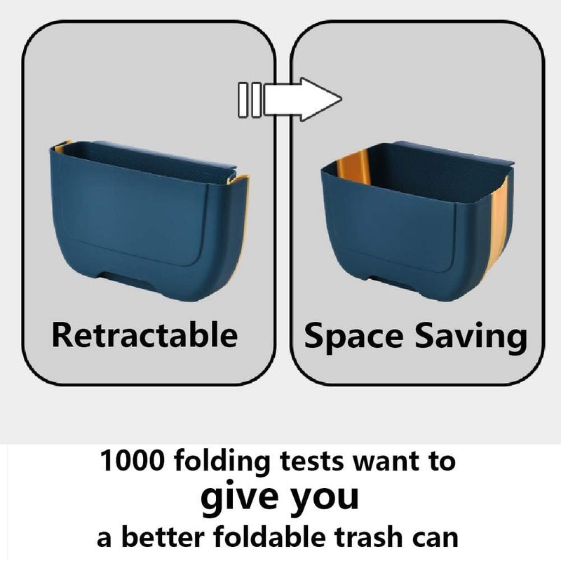 NEEMAY Collapsible Trash Can - Hanging Folding Garbage Bin for Kitchen Cabinet Door, Blue - Image 3