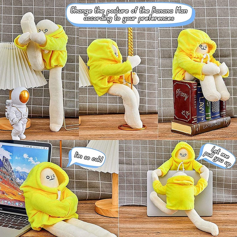sunfedmiss Plush Banana Man Toy, 16inch Weird Banana Man Doll with Magnet, Funny Poseable Decompression Toy Stuffed Animals Doll Gifts for Boys Girls Birthday Party Christmas(Green) - Image 4