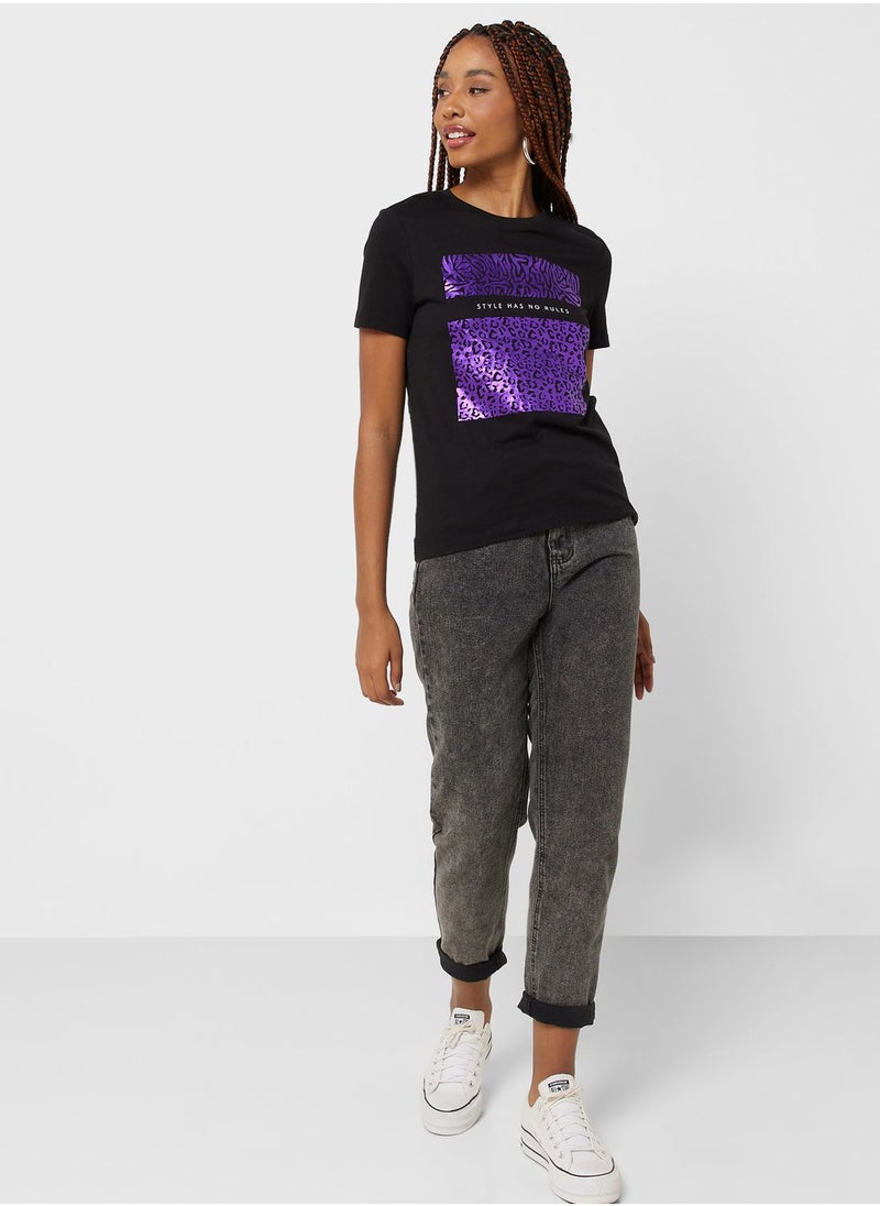 ONLY - Graphic Crew Neck T-Shirt - Image 1