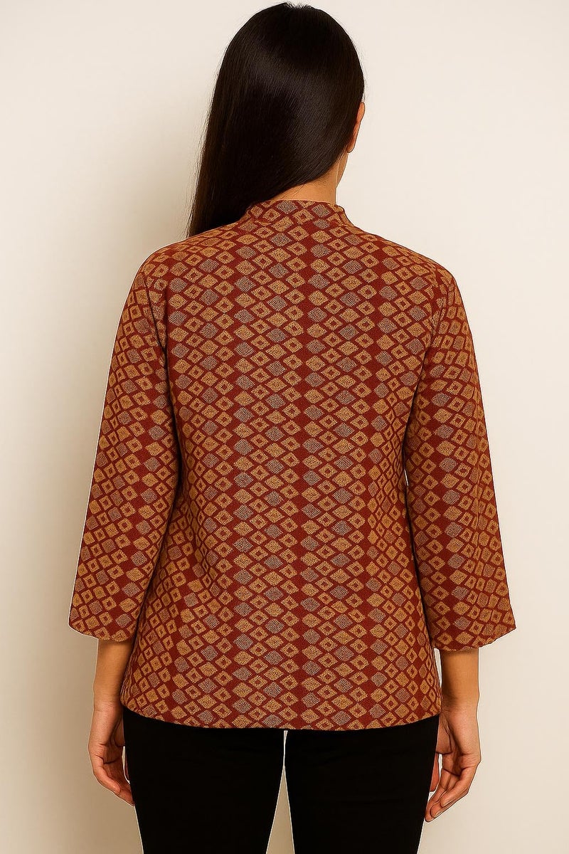 Pivl Womens Winter Season Ban Neck Full Sleeves Sweater/Cardigan-MAROON-2XL - Image 5