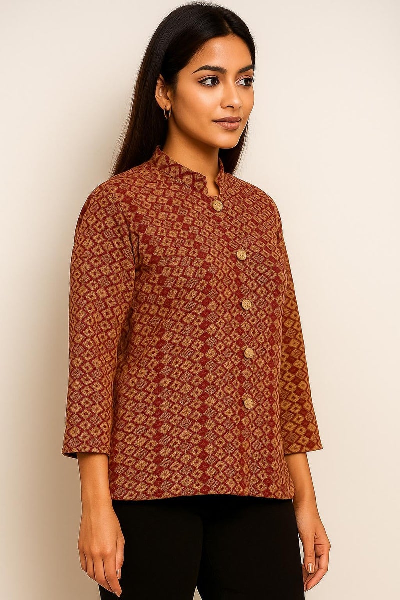 Pivl Womens Winter Season Ban Neck Full Sleeves Sweater/Cardigan-MAROON-2XL - Image 3