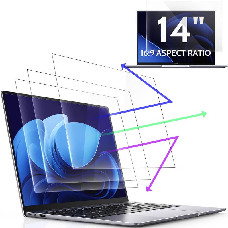 Peslv 3 Pcs 14 Inch Anti Blue Light Screen Protector Compatible With Lenovo Hp Dell Acer Asus Samsung etc Laptop-16:9 Aspect, 14" Computer Monitor Glare Filter Uv Blocker Shield Cover Eye Protection Film - Image 1