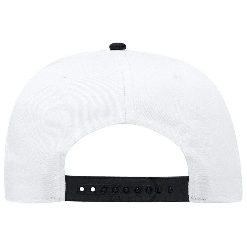 OTTO SNAP Cotton Twill Round Flat Visor 6 Panel Pro Style Snapback Hat - Blk/Wht/Wht - Image 3