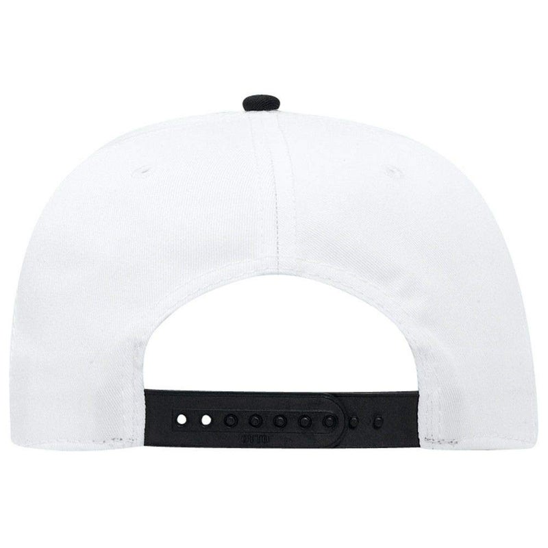OTTO SNAP Cotton Twill Round Flat Visor 6 Panel Pro Style Snapback Hat - Blk/Wht/Wht - Image 2