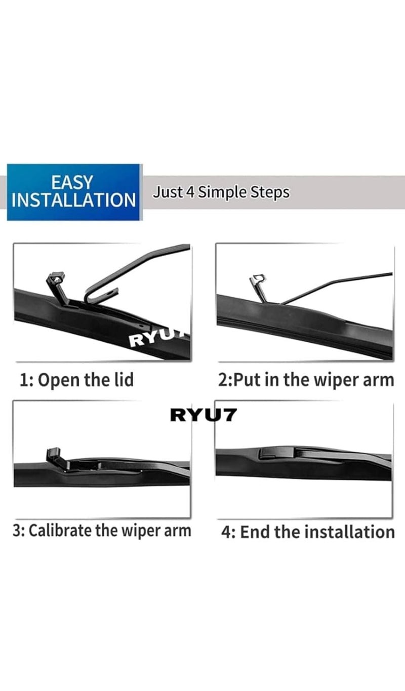RYU7 ® Front Windshield Hybrid Wiper Blades Compatible with Indica Vista, Indigo,Manza (Pack of 2) - Image 5