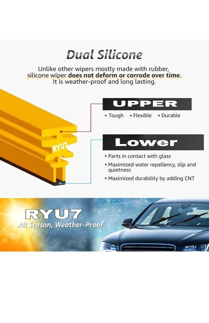 RYU7 ® Front Windshield Hybrid Wiper Blades Compatible with Indica Vista, Indigo,Manza (Pack of 2) - Image 2