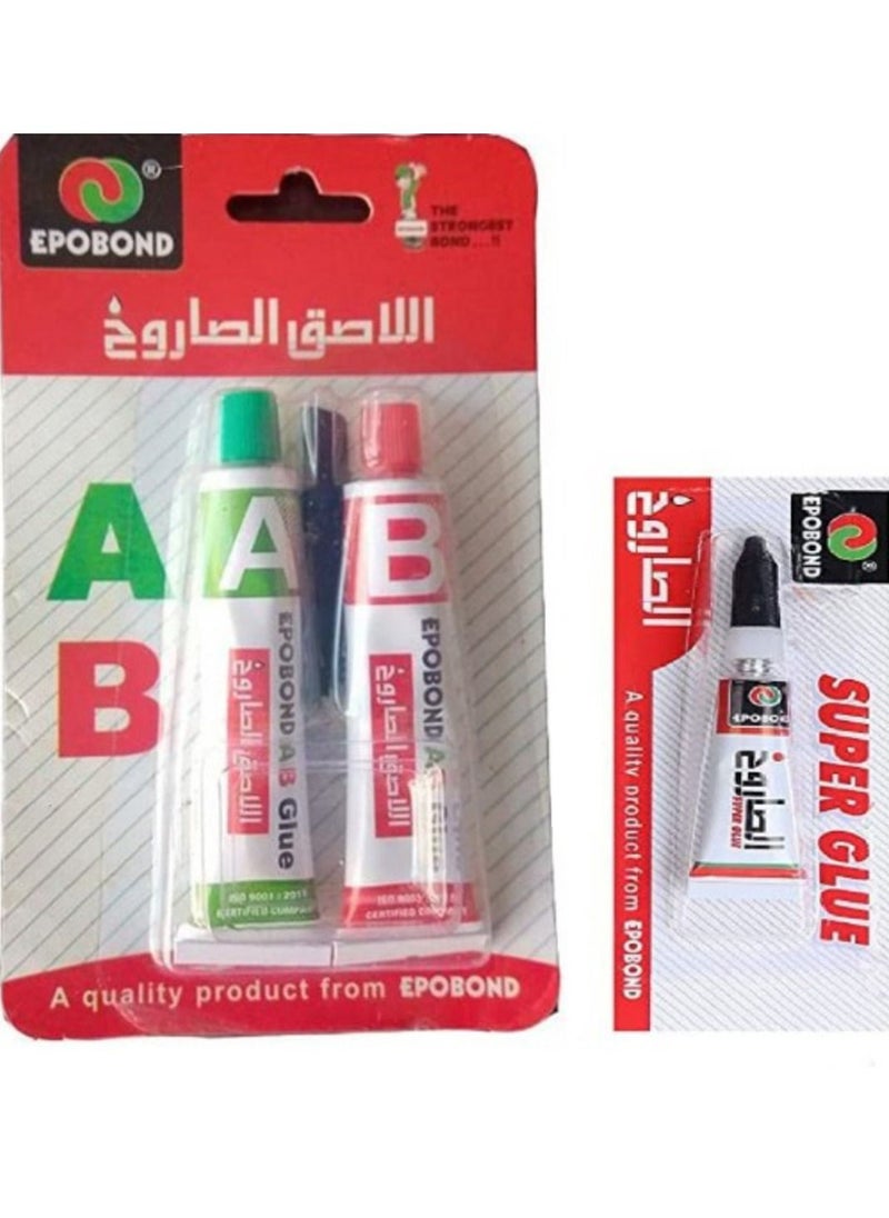 Epobond A B Rocket 4 min Super Glue 2 tubes & 1 Elsaroukh Tube 