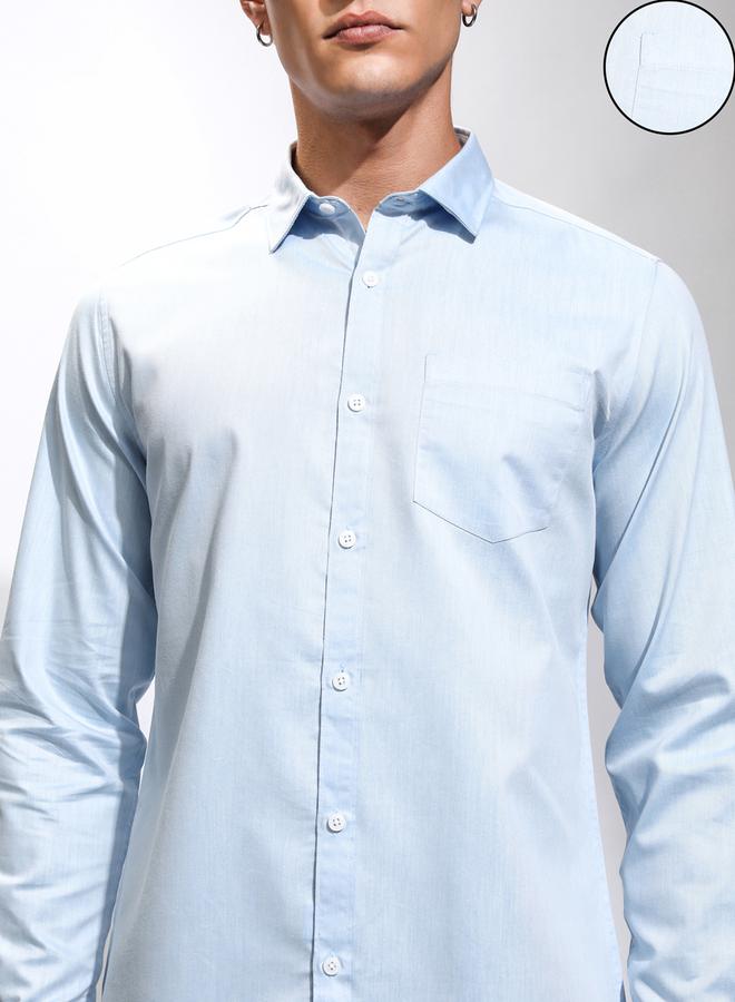 HIGHLANDER Solid Cotton Slim Fit Shirt with Pocket - Image 4