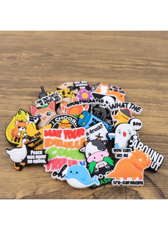 Debinolo 23PCS Funny Shoe Charms Set Cute Fun Accessories for Men Women Girls Boys Teens Meme Sarcastic Charm Humor Clog Decor for Shoes Witty Goofy Hilarious Gift, Multi, Normal - Image 2