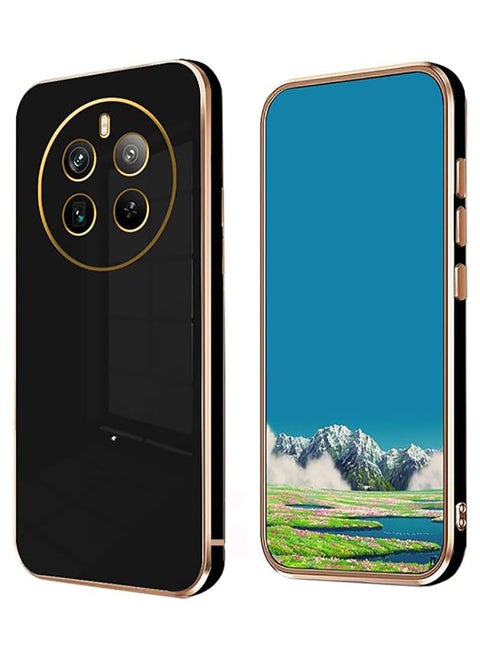 Silicone Cute Slim Plating Camera Protection Case for Realme 12 Pro Plus 5G  Accessories Shockproof Bumper Case  (Black)