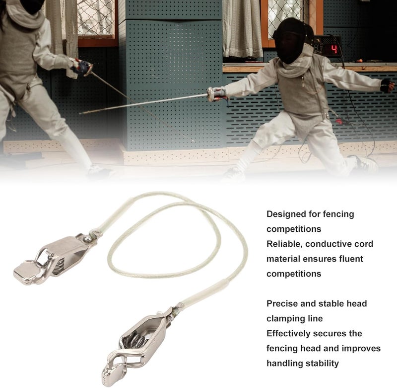 Stainless Steel Fencing Wire Clamp, Professional Saber Foil Clips with Conductive Wire for Fencing Equipment - Image 3