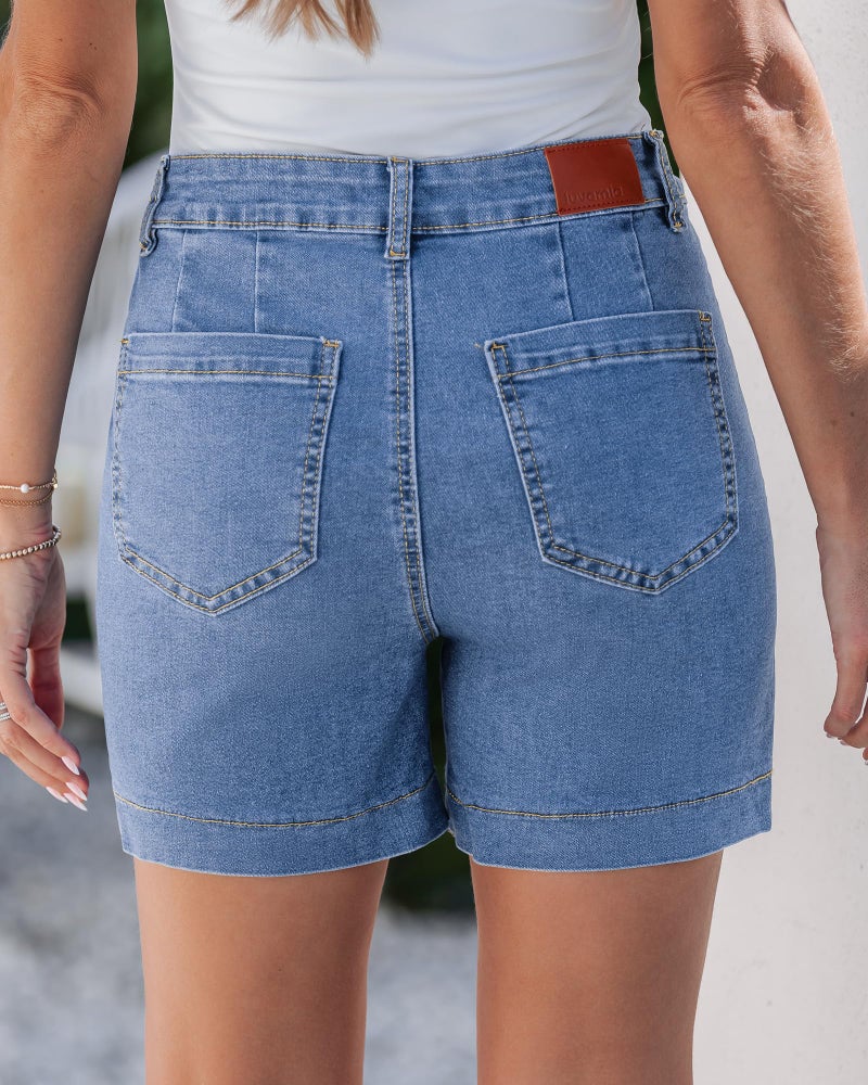luvamia Jean Shorts for Women High Waisted Trendy Womens Stretchy Shorts Summer Shorts for Women 2026 Seaside Blue Size Large Size 12 14 - Image 3