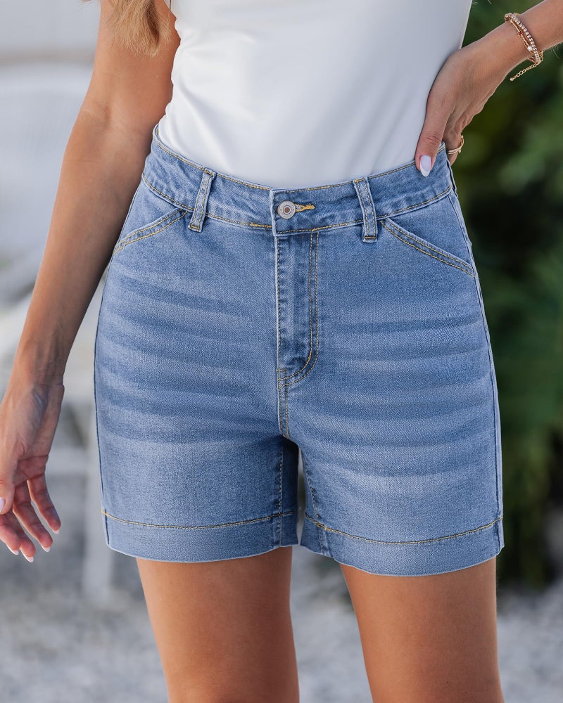 luvamia Jean Shorts for Women High Waisted Trendy Womens Stretchy Shorts Summer Shorts for Women 2026 Seaside Blue Size Large Size 12 14 - Image 2