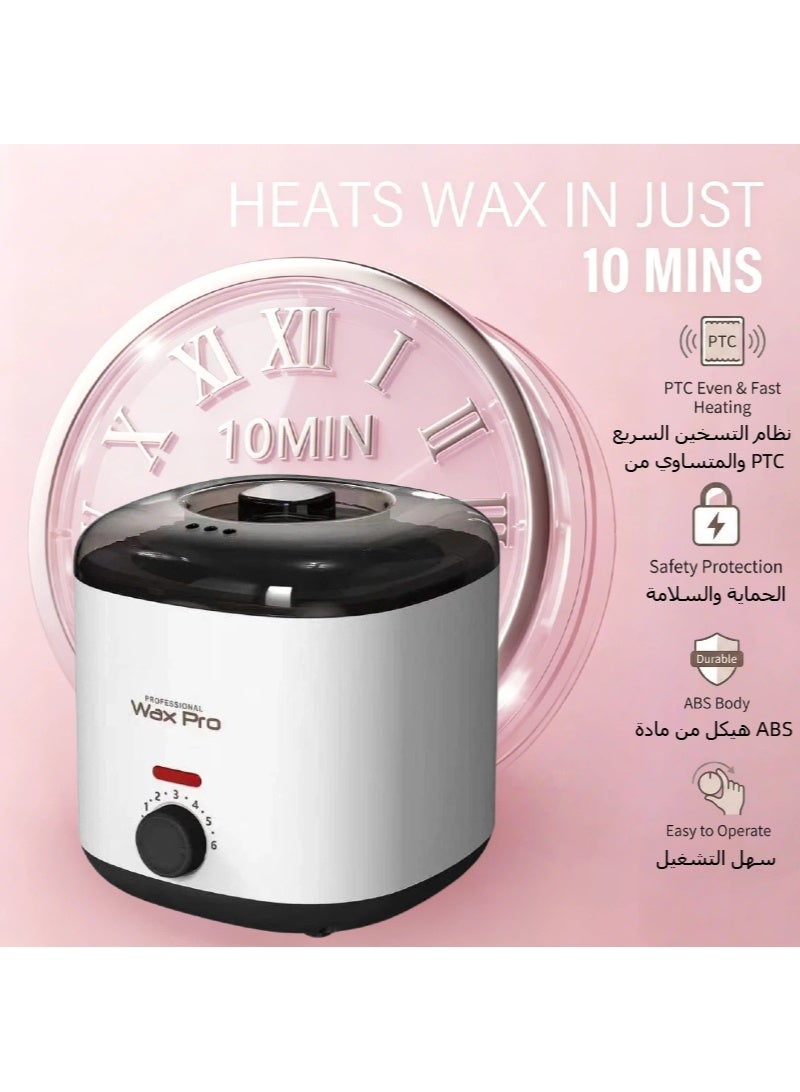 Aura Select 400ml  epilators Constant Temperature Wax Warmer – PTC Fast Heating Hair Removal Waxing Kit with Original Aluminum Pot + Spare Silicone Pot & Silicone Spatula, 2×100g Wax Beans (White) - Image 5