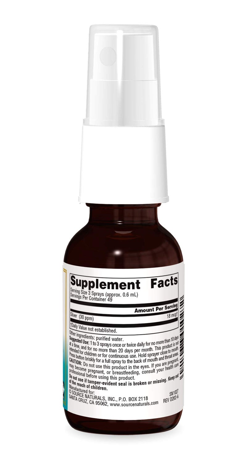 Source Naturals رذاذ سائل فضة كولودال 30 جزء في المليون من سورس ناتشورالز - 1 أونصة سائلة - Image 3