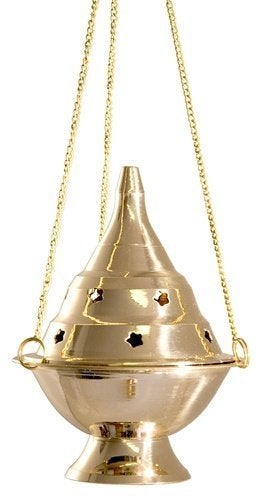 Vrinda? Brass Hanging Censer/charcoal Incense Burner - 6'' High - Image 1