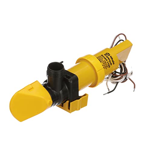 Whale SS1212 Supersub Smart 1100 Electric Bilge Pump - for Fresh or Salt Water Use, 12V DC, 5 Amps, Open Flow Rate of 1050 GPH @ 27.2V DC, 16 AWG Wire, 1-Inch and 1 1/8-Inch Hose Connections - Image 1