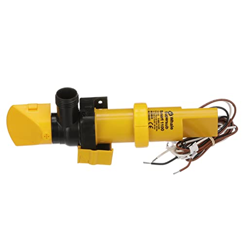 Whale SS1212 Supersub Smart 1100 Electric Bilge Pump - for Fresh or Salt Water Use, 12V DC, 5 Amps, Open Flow Rate of 1050 GPH @ 27.2V DC, 16 AWG Wire, 1-Inch and 1 1/8-Inch Hose Connections - Image 3