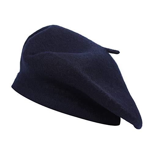 ZLYC Wool Beret Hat Classic Solid Color French Beret for Women (Navy Blue) - Image 1