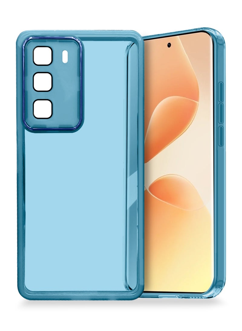 Wtech Infinix Hot 60 Pro+ 2025 Soft Transparent TPU Camera Lens Protection Silicone Ultra Thin Phone Stylish Electroplated Camera Border Back Case Cover - Blue - Image 1