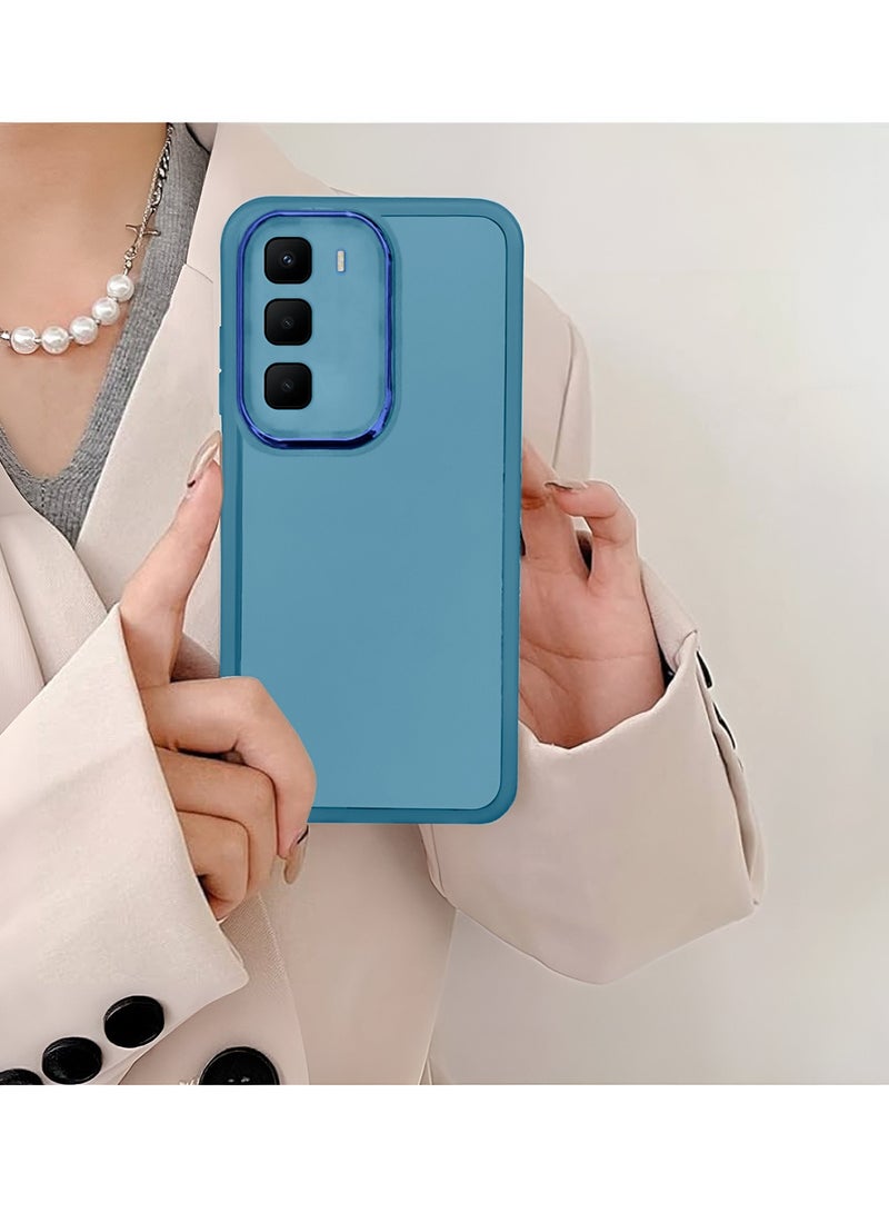 Wtech Infinix Hot 60 Pro+ 2025 Soft Transparent TPU Camera Lens Protection Silicone Ultra Thin Phone Stylish Electroplated Camera Border Back Case Cover - Blue - Image 4