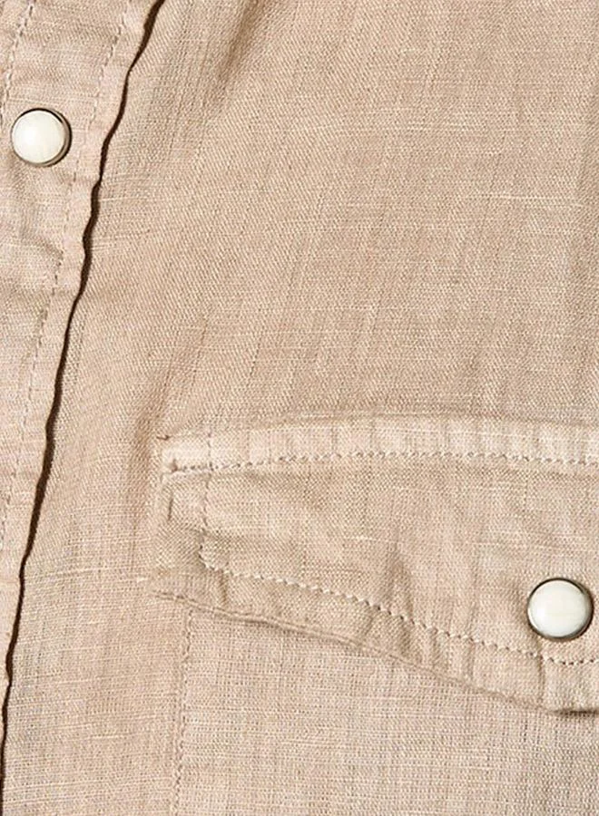 Lee Cooper Lee Cooper Men Regular Fit Collared Long Sleeves Linen Shirt