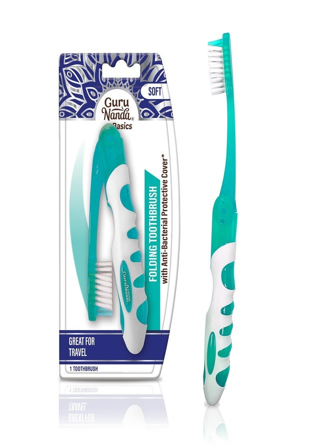 GuruNanda Folding Toothbrush with Built-in Cover, Perfect for Travel, Hiking & Camping, Compact & Portable, On-The-go Toothbrush with Soft Bristles & Ergonomic Handle, for Adults & Kids (1 Count) - Image 1