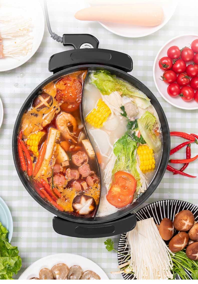 Olpad 6L Hot Pot Twin Cooking Pot Yin Yang Hotpot Multifunctional Pan Electric Induction Soup Pots Cooking Tool Kitchen Casserole NonStick Cooking Pot Japanese - Image 3