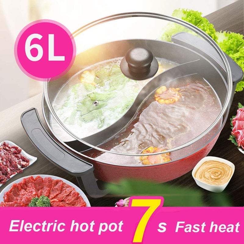 Olpad 6L Hot Pot Twin Cooking Pot Yin Yang Hotpot Multifunctional Pan Electric Induction Soup Pots Cooking Tool Kitchen Casserole NonStick Cooking Pot Japanese - Image 5