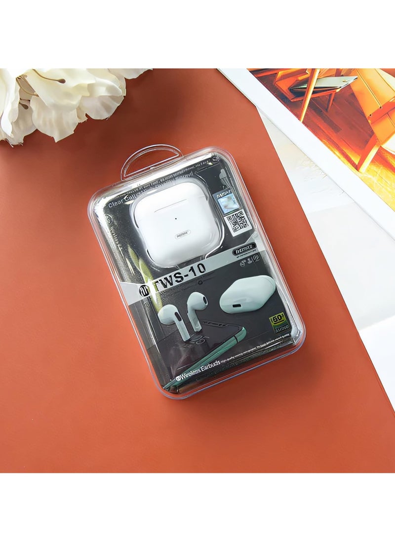 Remax Mena - True Wireless Stereo Music Call Earphone TWS-10i Enhanced Version, Bluetooth 5.0 True Wireless, Bluetooth Headset For iPhone 14,15 Pro/Max White - Image 1