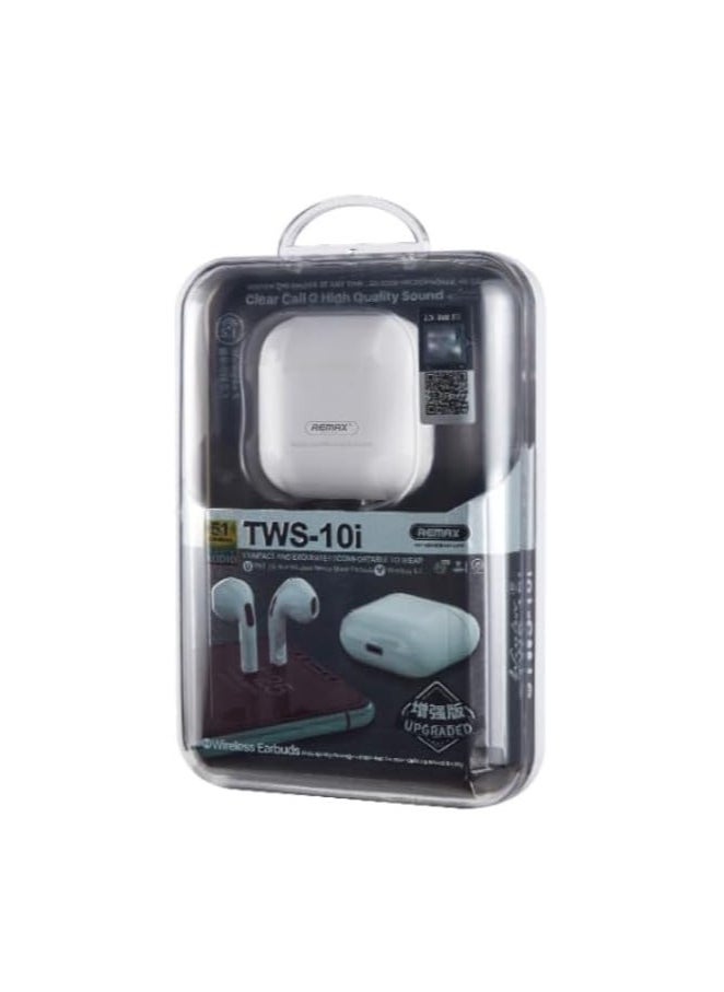 Remax Mena - True Wireless Stereo Music Call Earphone TWS-10i Enhanced Version, Bluetooth 5.0 True Wireless, Bluetooth Headset For iPhone 14,15 Pro/Max White - Image 1