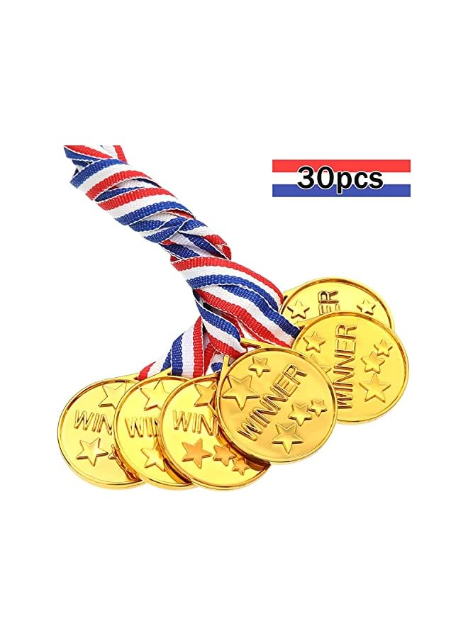 promass 30 Pcs Gold Winners Medals with Award Medals for Kids Students Gymnastic Prizes Awards Sports Day Competitions Talent Show Spelling Bees Party - Image 3
