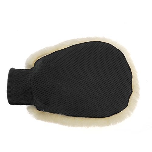 Micro Trader Lambswool Wash Mitt Single Side Lambs Wool Washing Mitt Gloves Car Cleaning Beige - Image 5