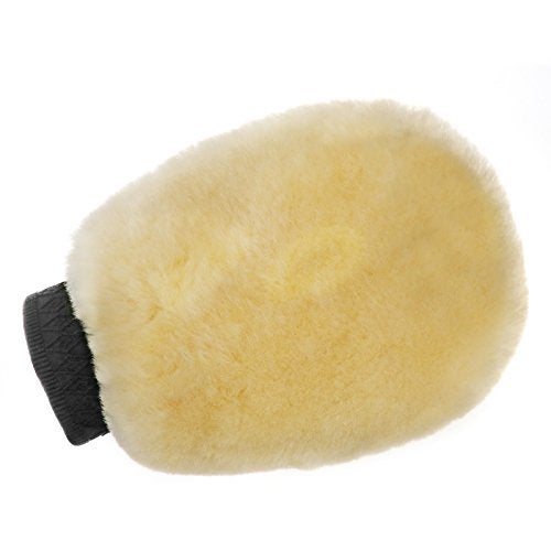 Micro Trader Lambswool Wash Mitt Single Side Lambs Wool Washing Mitt Gloves Car Cleaning Beige - Image 1