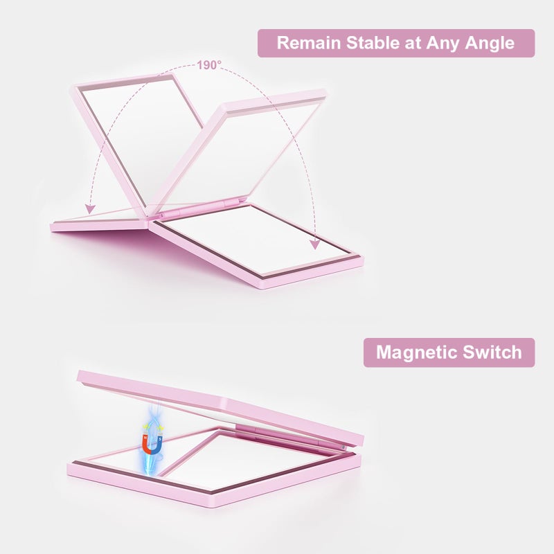 Kintion Compact Mirror, 1x/3x Portable Travel Mirror for Pocket, Purse, Handbag, Pink - Image 4