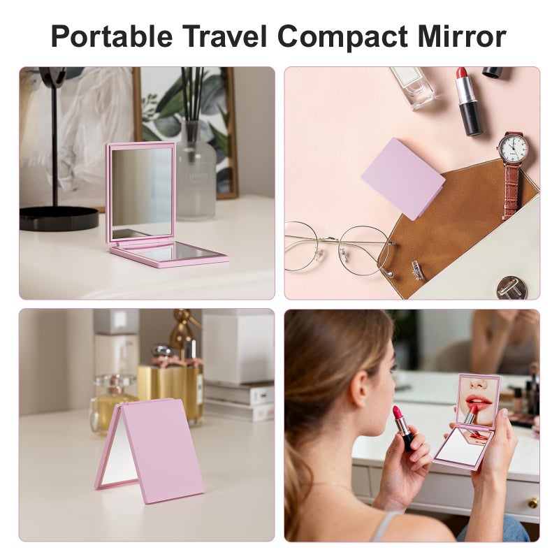 Kintion Compact Mirror, 1x/3x Portable Travel Mirror for Pocket, Purse, Handbag, Pink - Image 2