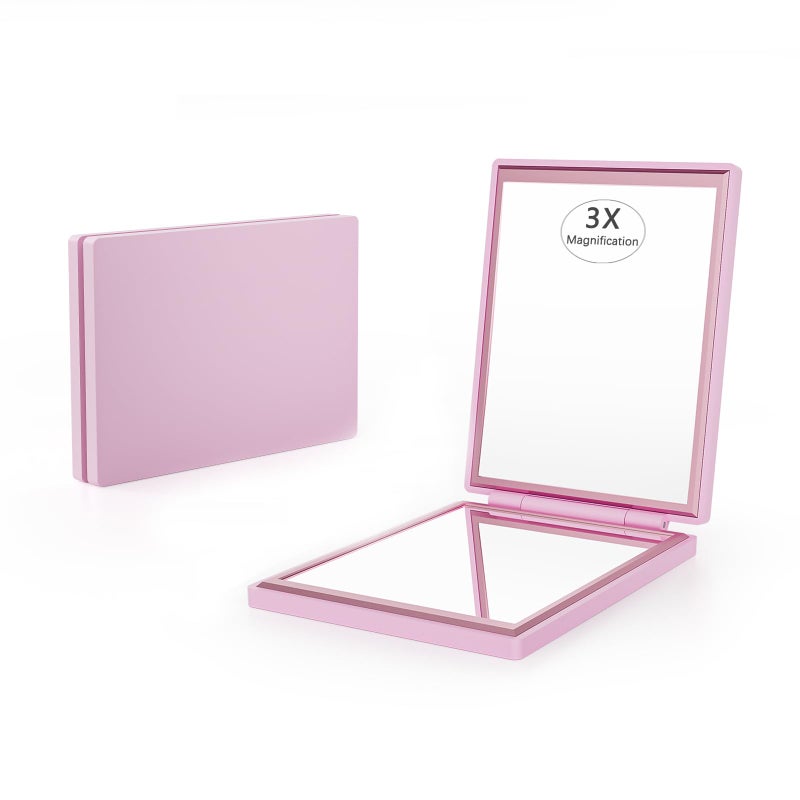 Kintion Compact Mirror, 1x/3x Portable Travel Mirror for Pocket, Purse, Handbag, Pink - Image 1