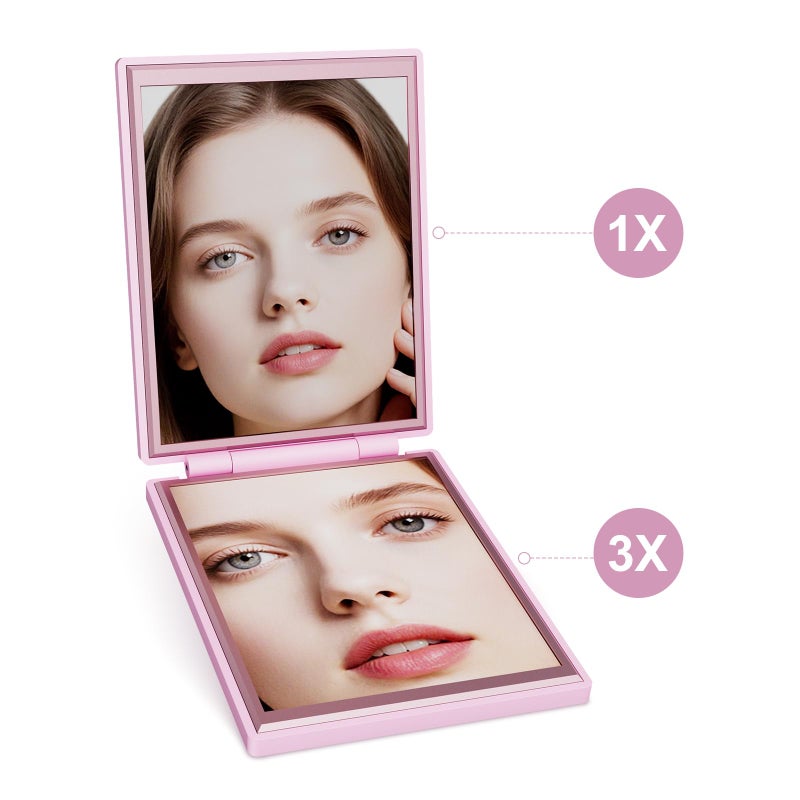 Kintion Compact Mirror, 1x/3x Portable Travel Mirror for Pocket, Purse, Handbag, Pink - Image 5