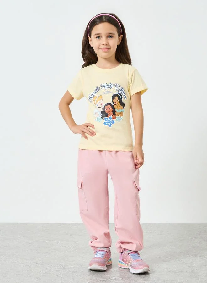 Styli Girls Disney Princess Print Cotton T-Shirt