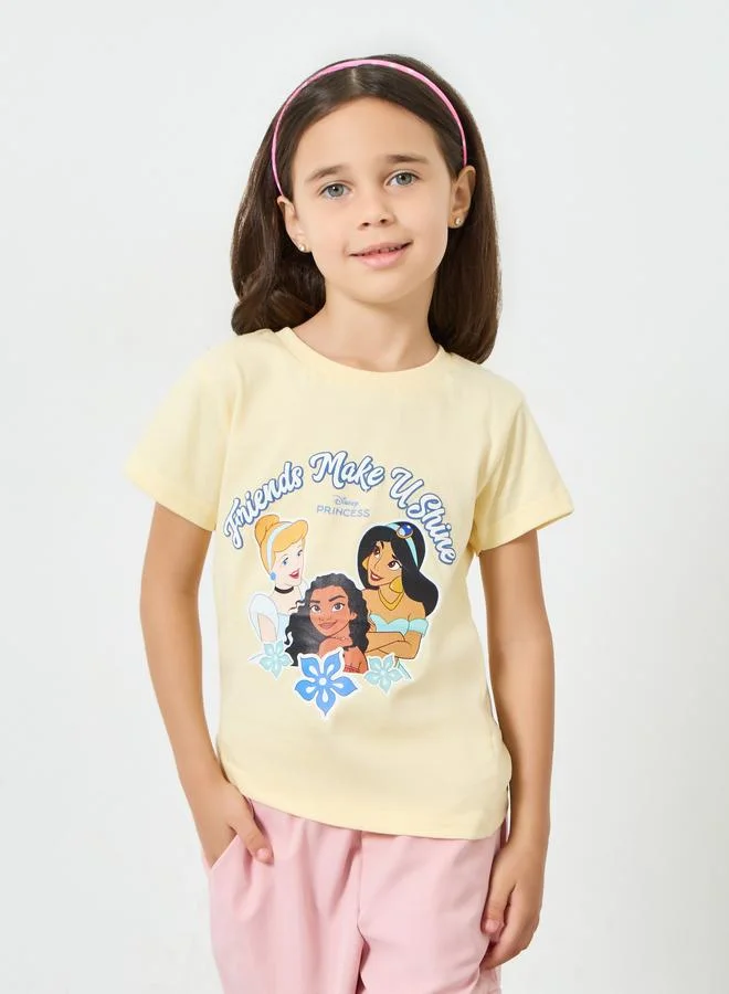 Styli Girls Disney Princess Print Cotton T-Shirt