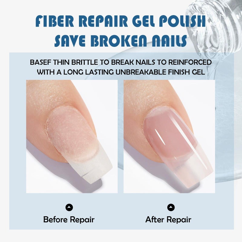 Nail fiber repair adhesive extends and repairs residual and broken nails with functional adhesive  white - Image 2