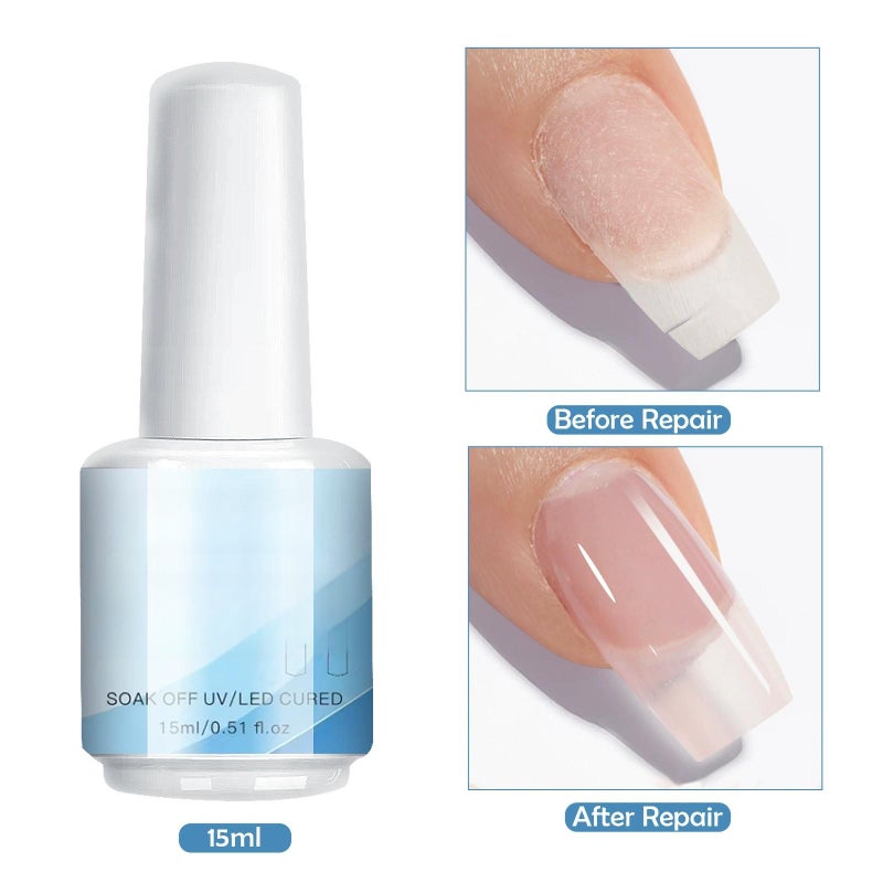 Nail fiber repair adhesive extends and repairs residual and broken nails with functional adhesive  white - Image 5