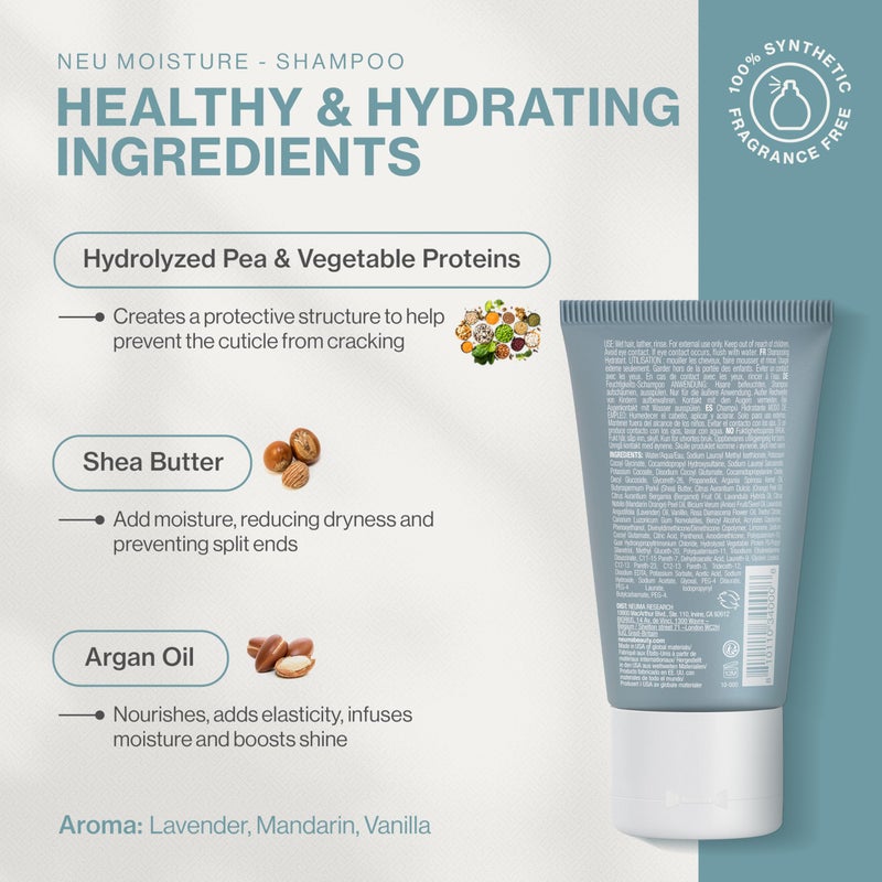 Neuma Neu Moisture Shampoo 1 Fl. Oz. Moisture Shampoo, Lavender, Mandarin & Vanilla Scent, Travel Size Shampoo - Image 2