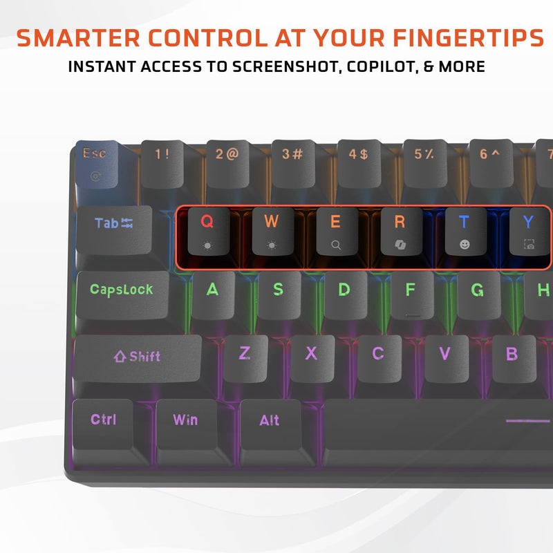 EvoFox Katana S Wired Mini Mechanical Keyboard | Silent Red Hot Swap Switches | 68 Key Compact Layout | Vivid Rainbow Backlight | 1000Hz Polling Rate - Image 5