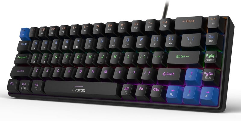 EvoFox Katana S Wired Mini Mechanical Keyboard | Silent Red Hot Swap Switches | 68 Key Compact Layout | Vivid Rainbow Backlight | 1000Hz Polling Rate - Image 1