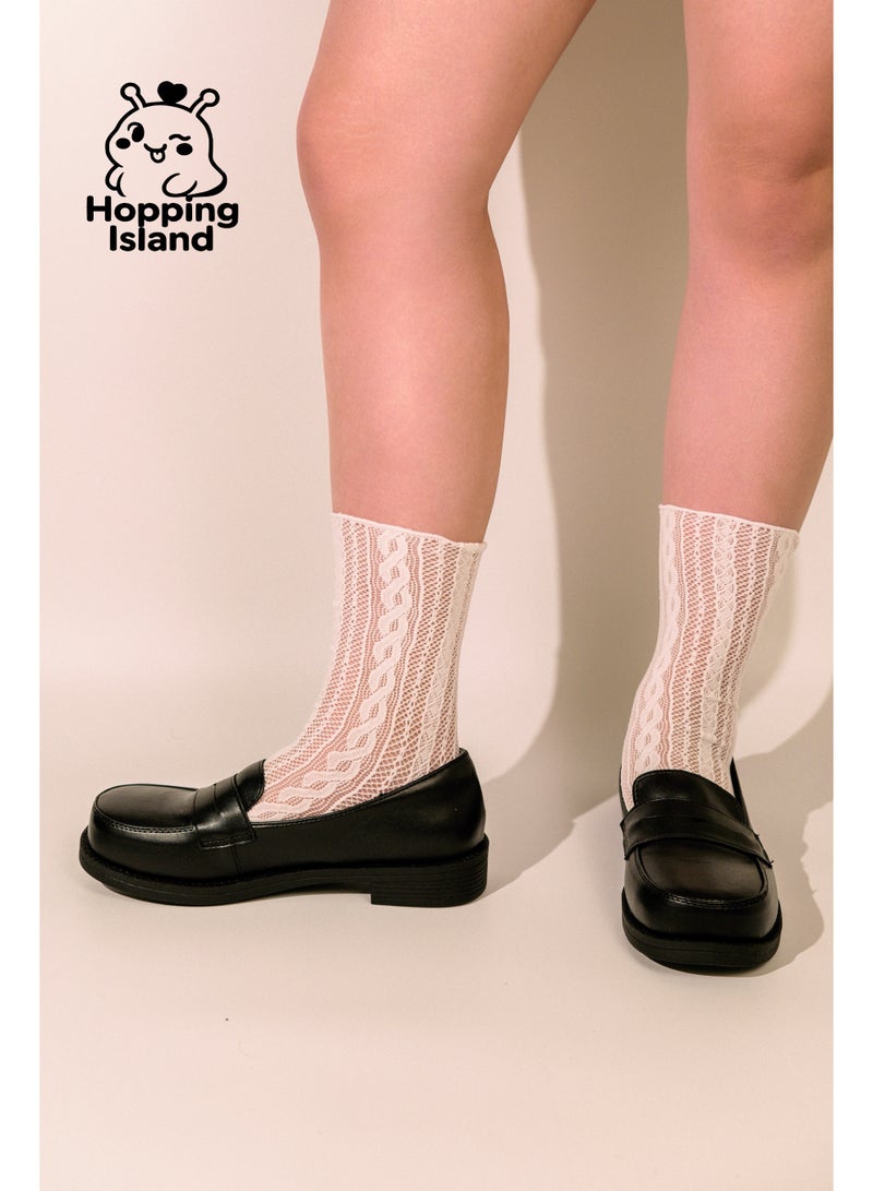 Hopping Island HI Floral White Slouch Lace Socks Soft Summer for Women - Image 5
