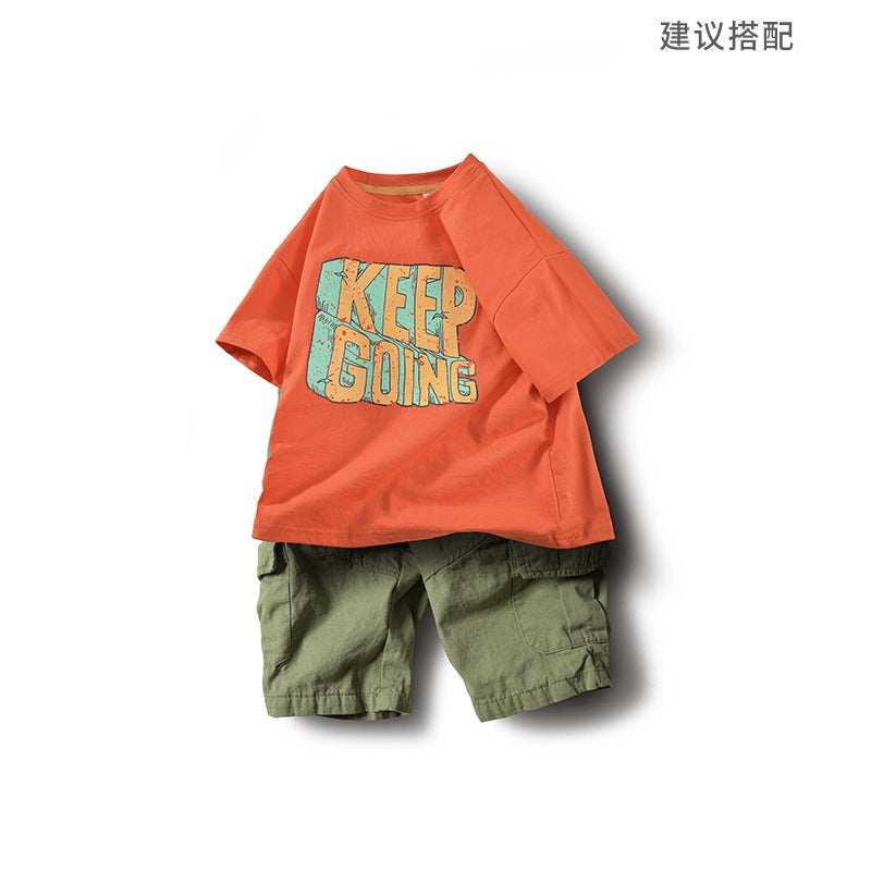 Children'S Clothing 2024 Boys' Short-Sleeved Cartoon Cotton Neutral Loose Casual Round Neck Middle And Big Children'S Cotton T - Image 3